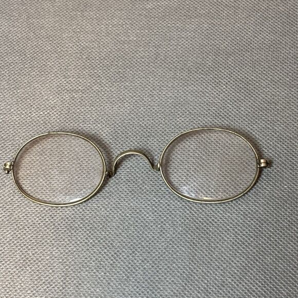 Lot 2 Antique 1900s Eyeglasses Gold Round Wire Frame Spectacles w/Case Edwardian - Picture 6 of 15